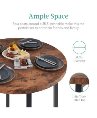 5-Piece Modern Round Counter Height Dining Set w/ 4 Chairs, 1.5in Thick Table