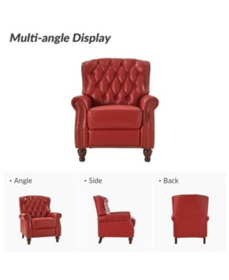 Justine Wooden Upholstery Genuine Leather Recliner with Tufted Back
