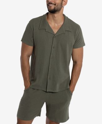 Men's SPRING + MERCER Camp Collar Casual Short Sleeve Button-Up Shirt