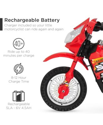 6V Kids Electric Battery Powered Ride On Motorcycle w/ Training Wheels, Lights, Music