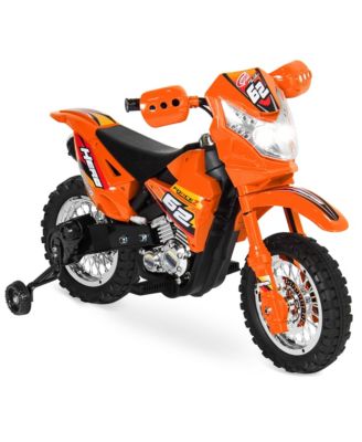 6V Kids Electric Battery Powered Ride On Motorcycle w/ Training Wheels, Lights, Music