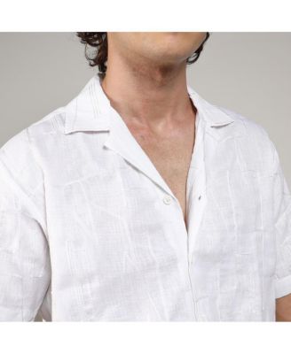Men's Chalk White Embroidered Heathered Shirt