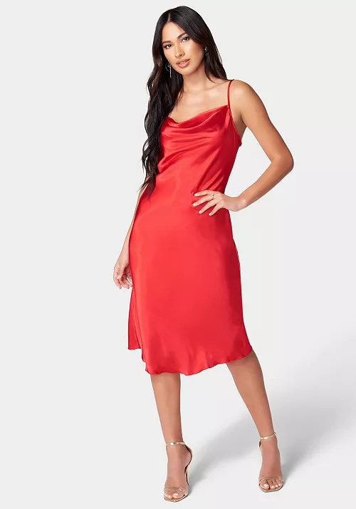 women's satin midi slip dress