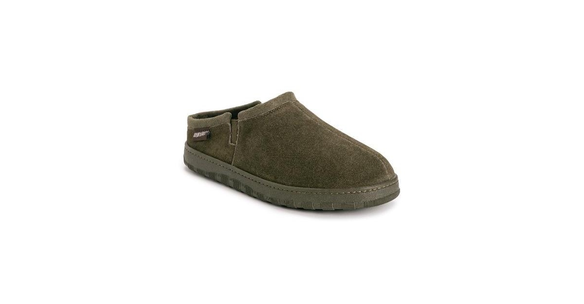 Men's Matt Printed Berber Suede Clog Slippers - Olive