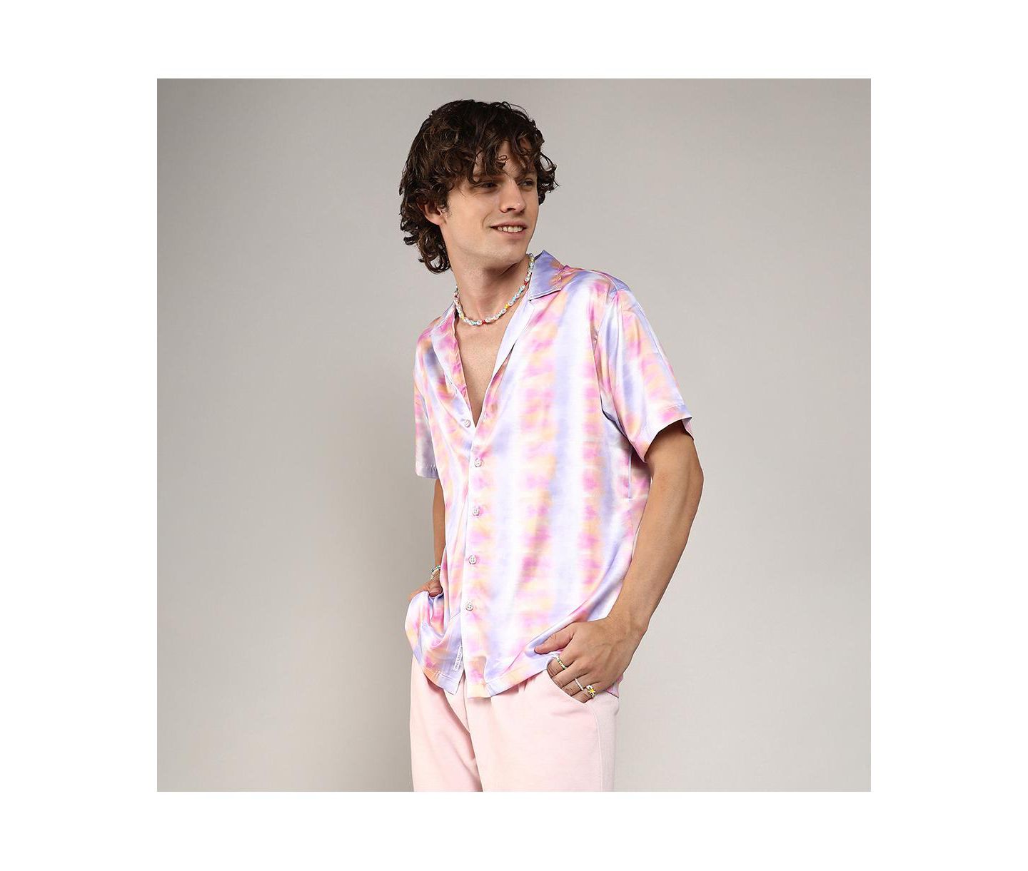 Мужская рубашка Cahoot Campus Sutra Lavender & Pale Orange Relaxed Ombre, цвет: Розовый — фото 9
