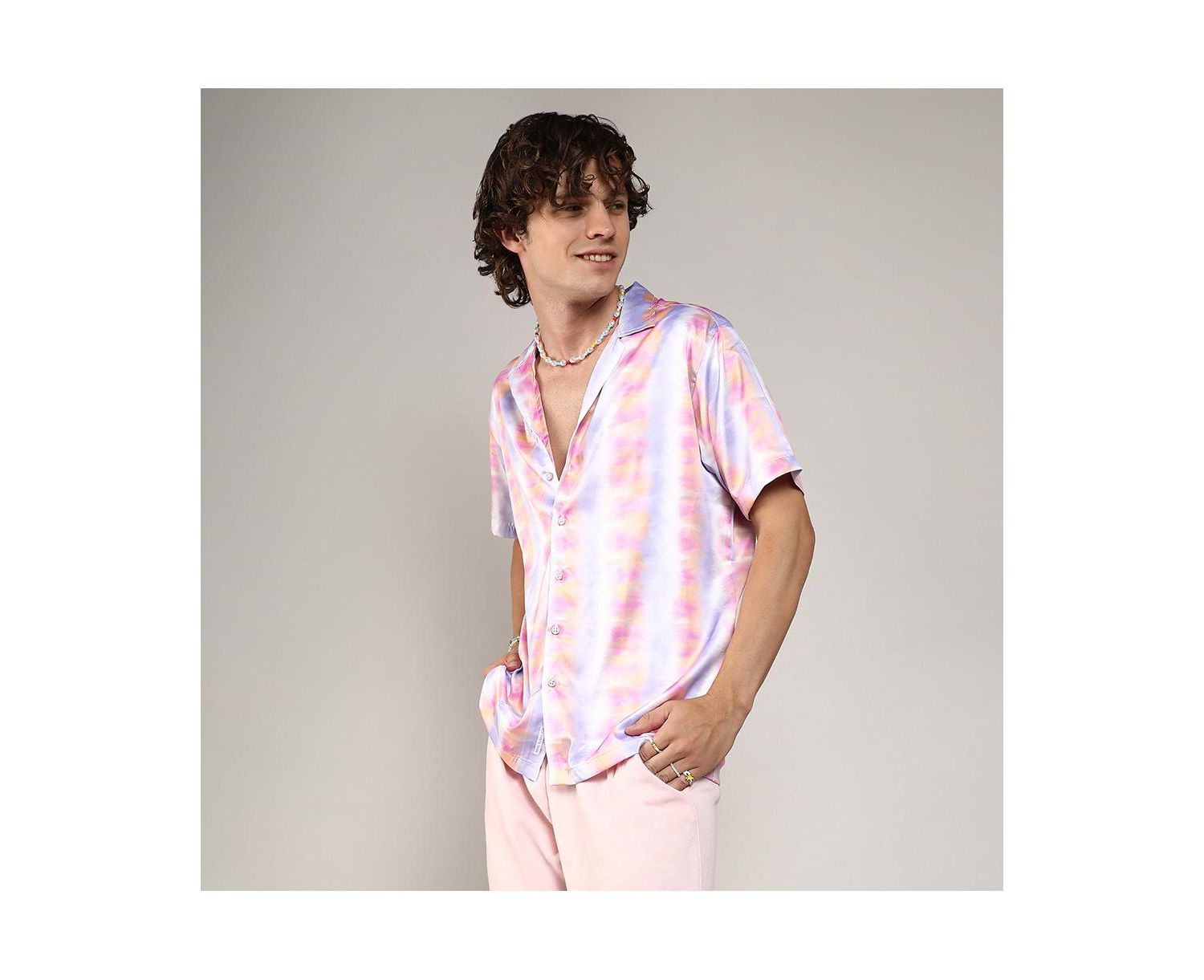 Men's Lavender & Pale Orange Relaxed Ombre Shirt