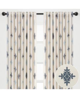 Premium 2-Panel Traverse Damask Room Darkening Curtains - 3-in-1 Back Tab, Rod Pocket, Ring Tab - for Windows Living Room Bedroom