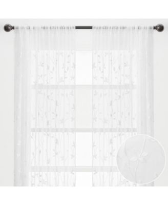 Premium Embroidered Vine Curtains - Sheer Curtains 2 Panels