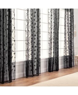 Premium Embroidered Vine Curtains - Sheer Curtains for Living Room, Bedroom, Kitchen - 52" x 63" - White, 2 Panels