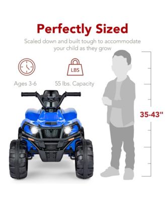 12V Kids Ride-On ATV Quad w/ Bluetooth, 2.4mph Max, Treaded Tires, LED Lights, Radio