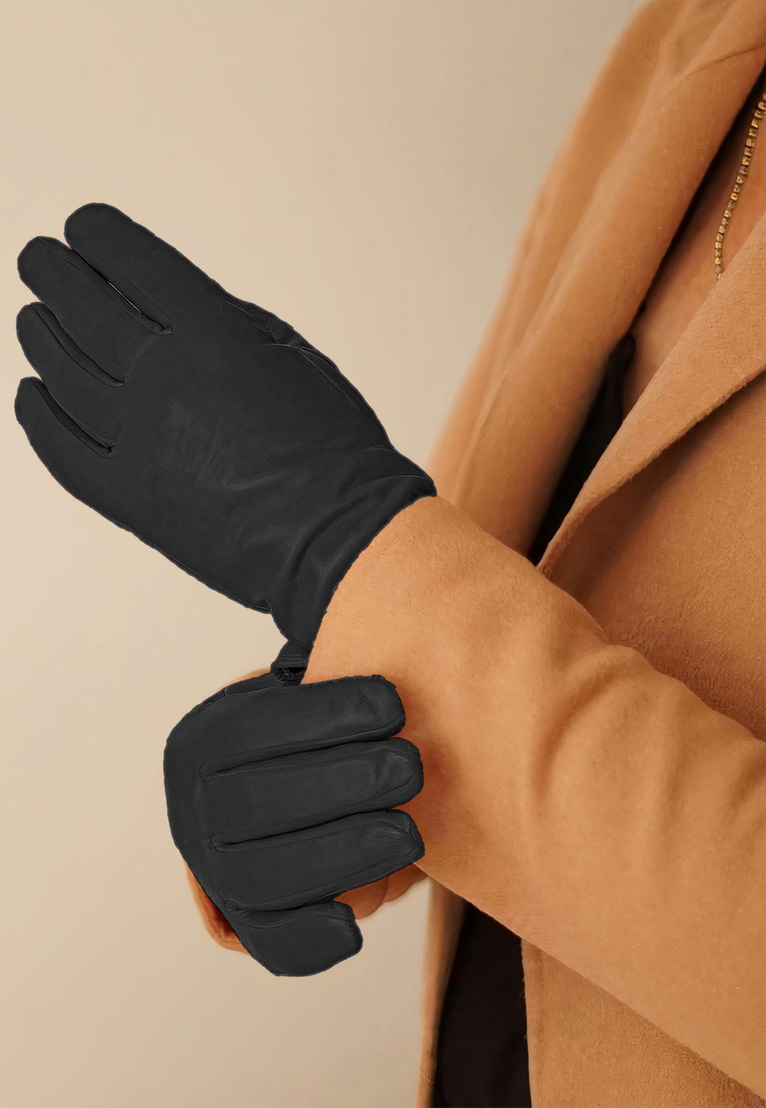 Women`s Premium Lamb Leather Touchscreen Gloves Style Chelsea