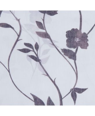 Premium 2-Panel Floral Textured Sheer Curtain Panels - 3-in-1 Back Tab, Rod Pocket, Ring Tab - 52 x 63 Inches