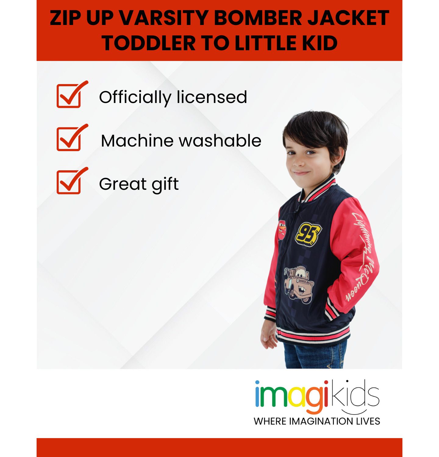 Куртка Cars Disney Toy Story Zip Up Varsity Bomber Jacket to (2T - 7-8) для мальчиков-малышей, цвет: Чёрный / Красный — фото 4