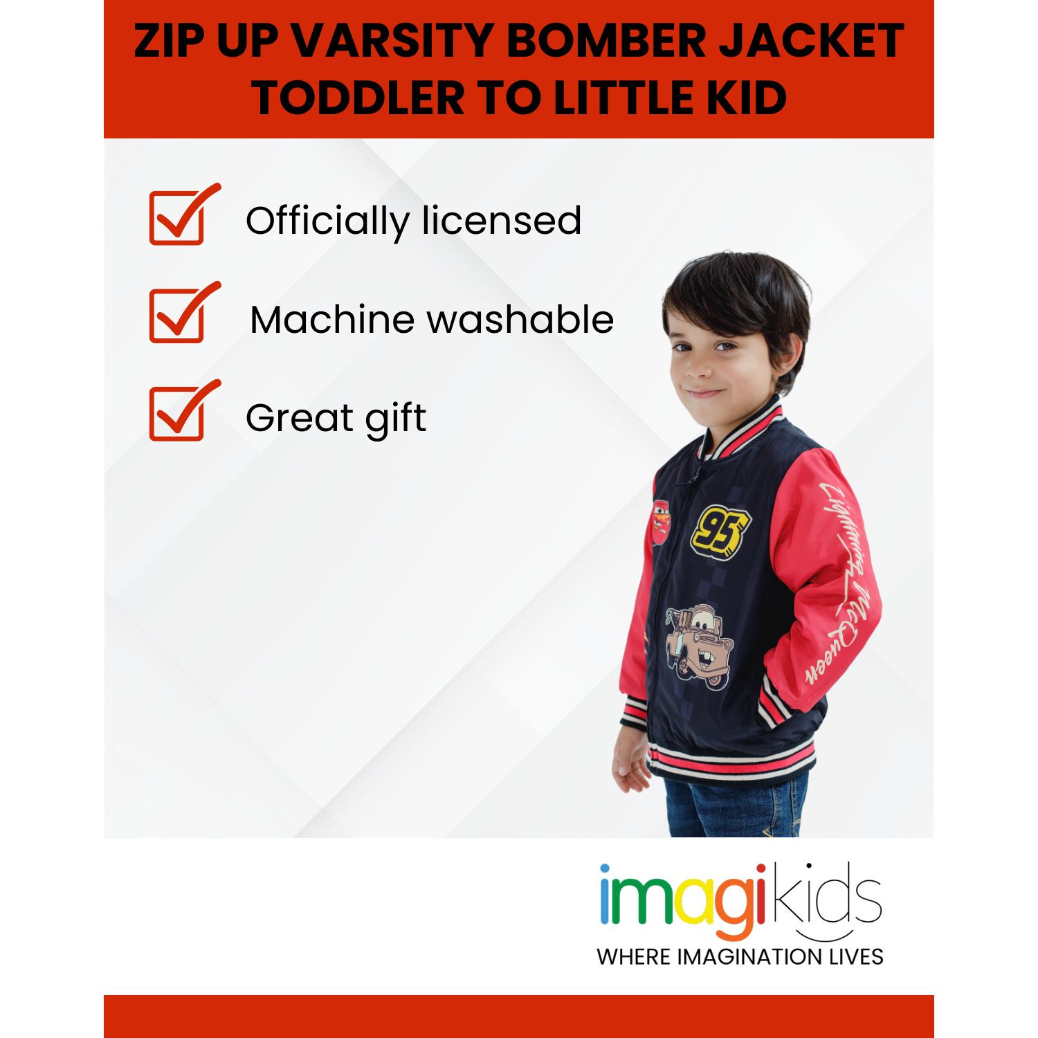 Disney Toddler Boys Toy Story Zip Up Varsity Bomber Jacket to (2T - 7-8)
