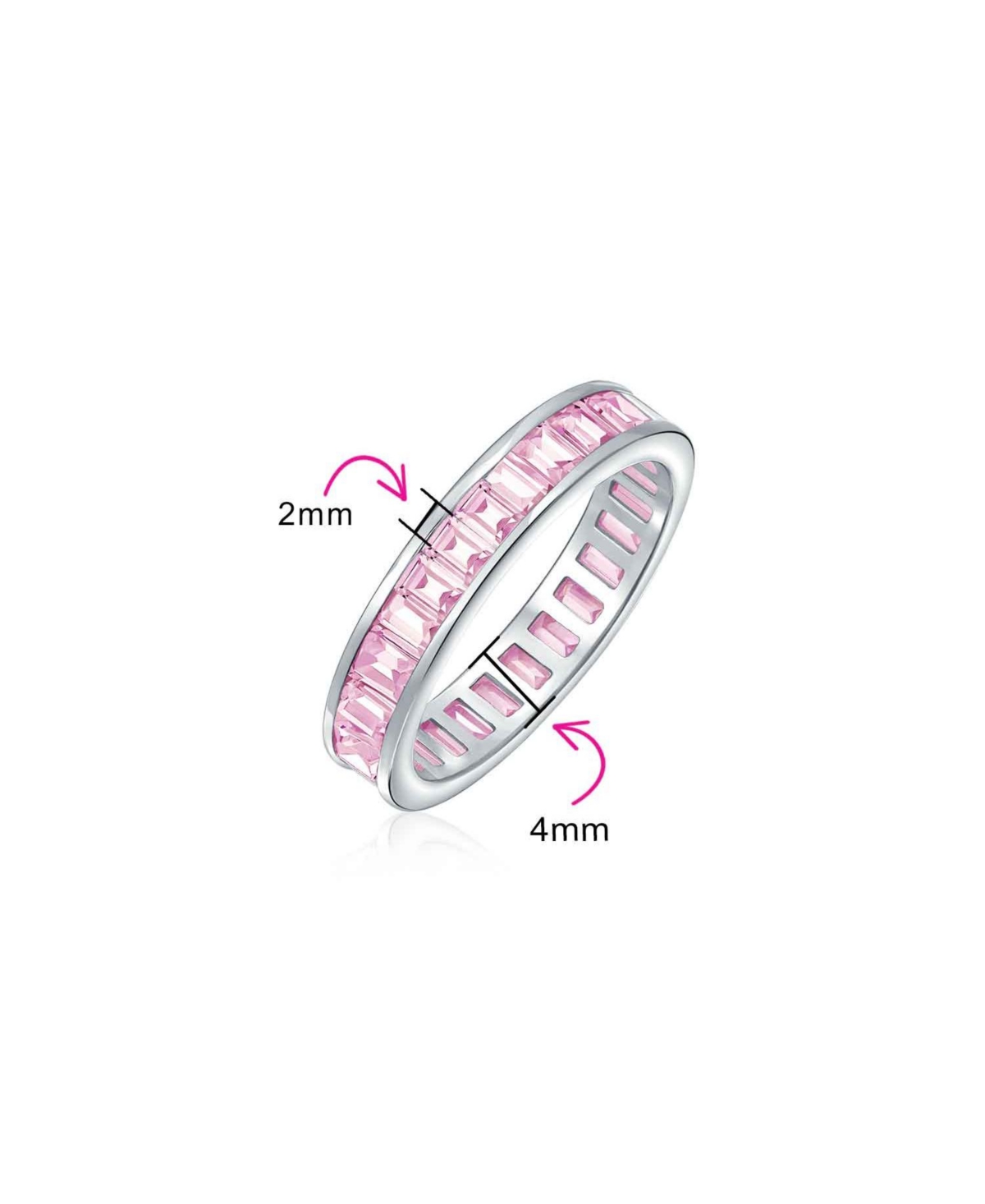 Bling Jewelry Cubic Zirconia Channel Set Rectangle Baguette Cz Eternity Ring Band Yellow Gold Plated .925 Sterling Silver 4MM Stackable Rings