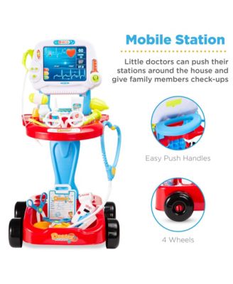 Play Doctor Kit for Kids, Pretend Medical Station Set with Carrying Case, Mobile Cart