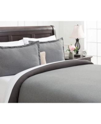 Premium Faux Linen Bedding Duvet Cover 3-Piece Soft Luxury Set - Double Brushed Breathable Microfiber Comforter Cover - Breathable Washable Wrinkle and Stain Resistant - Charcoal King Size