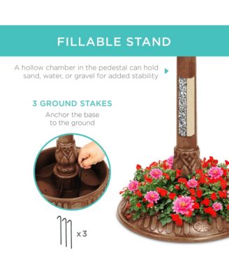 Solar Outdoor Bird Bath Pedestal Fountain Garden Decoration w/ Fillable Planter Base