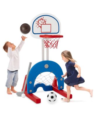 3-in-1 Toddler Basketball Hoop Sports Activity Center Grow With Me Play Set