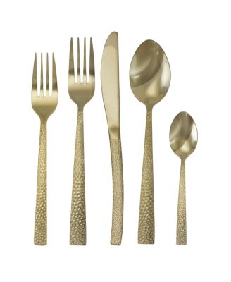 Baily 20 Piece Flatware Utensil Set, Stainless Steel Silverware Metal Service for 4 in Light Gold