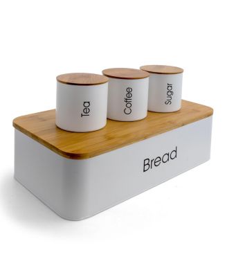 Kitchen Food Storage and Organization 4 Piece Canister Set in White