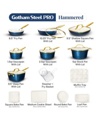 Pro Hammered Collection 20-Piece Ceramic Coating Nonstick Cookware Set