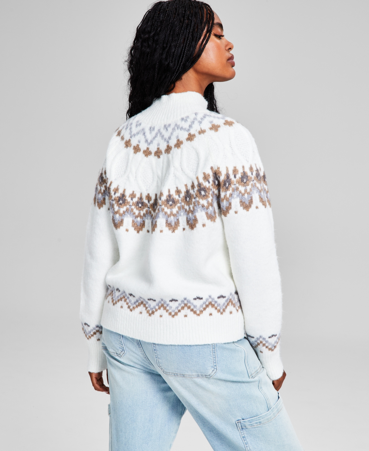 And Now This Women's 1/4 Zip Fair Isle Sweater, Created for Macy's