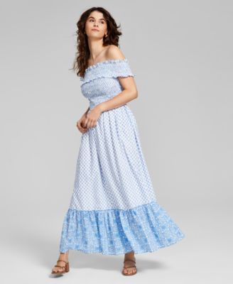And Now This - Women's Cotton Off-The-Shoulder Maxi Dress