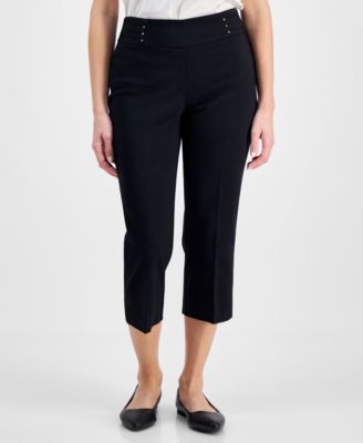 JM Collection - Petite Rivet-Detail Capri Pants
