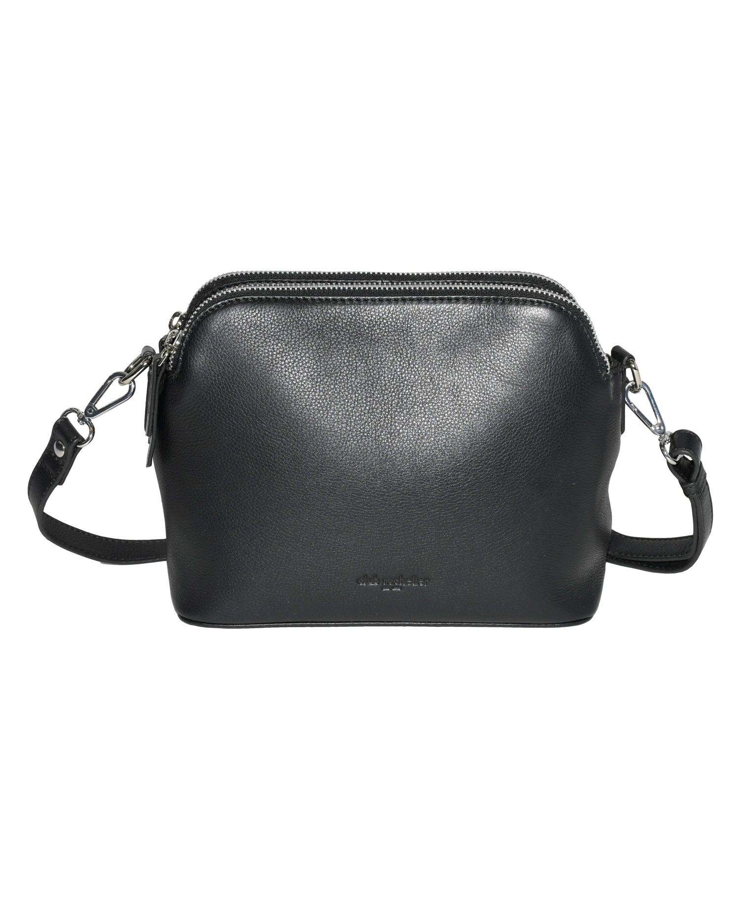 Ladies Leather Double Zipper Crossbody Bag