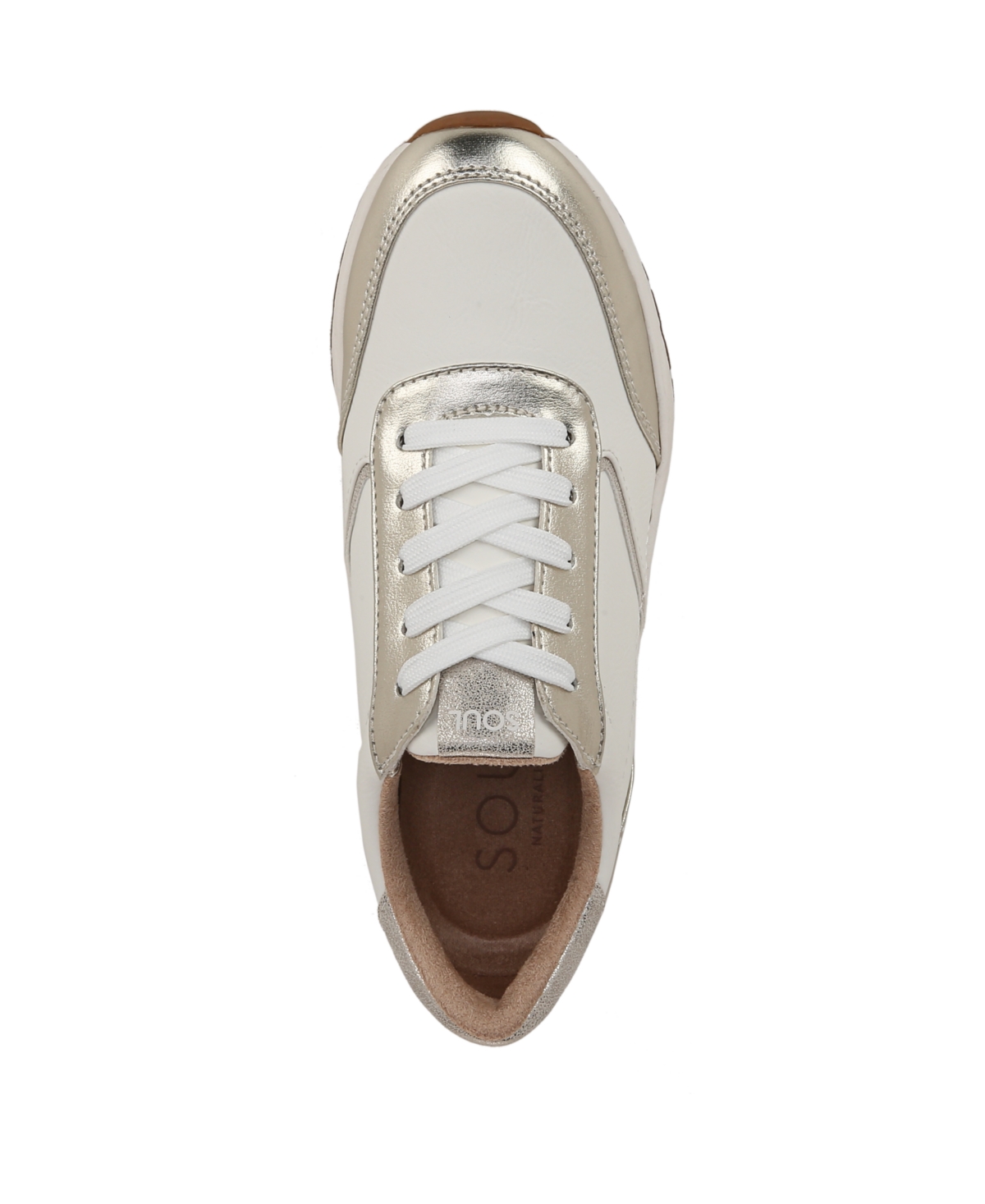Shop Soul Naturalizer Jackson Lace-up Wedge Sneakers In White,champagne Faux Leather