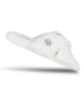 Women's Embellished Cross Band Slide Slippers