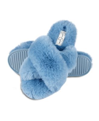 Women's Extra Soft High Plush Cross Band Slide Slippers