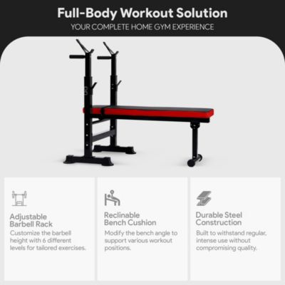 Multifunctional Adjustable Workout Station with Squat Rack