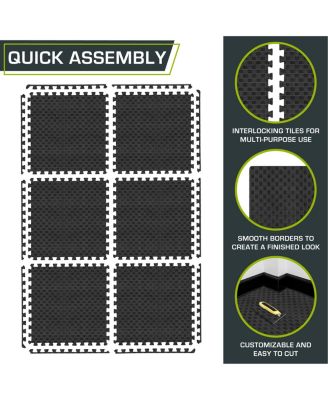 Checkered Puzzle Exercise Mat 1-in, 24 Sq Ft - 6 Tiles