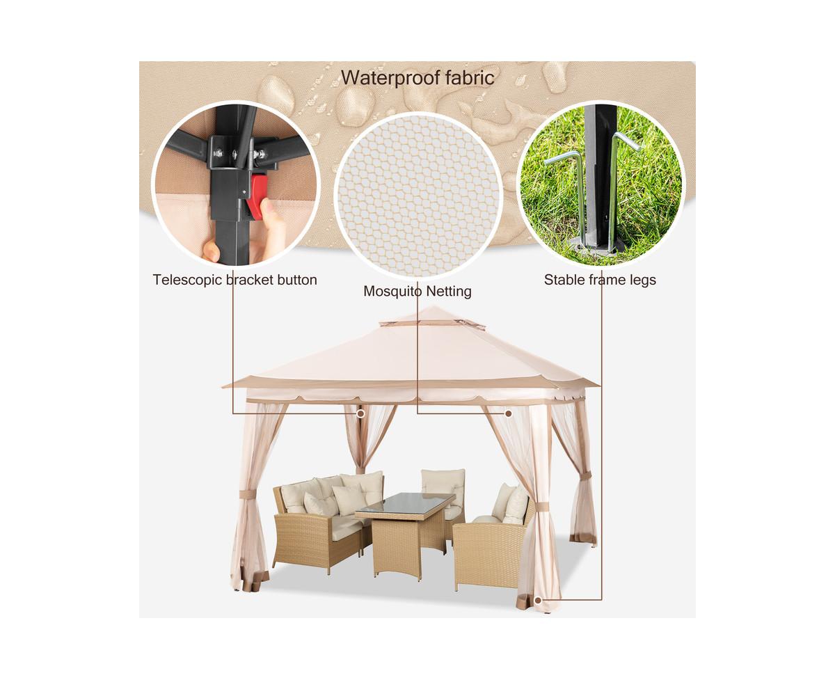 Pamapic 11 ft. x 11 ft.Outdoor Pop Up Gazebo - Beige