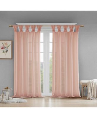 Rosette Floral Embellished Cuff Tab Top Solid Curtain Panel, 50"W x 95"L