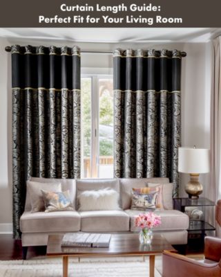 Aubrey Jacquard Room Darkening Curtains, Faux Silk Paisley for Bedroom and Living Room, 84 inch length 2 panels set, Width 50 length 84 inches, Blue/Brown Window Panel