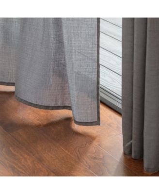 Premium 2-Panel Faux Belgian Flax Textured Semi Sheer Curtains - for Windows Living Room Bedroom Patio - Partial Sheer Drapes for Privacy & Home Decor 52 x 96 Inches Long - Dark Blue