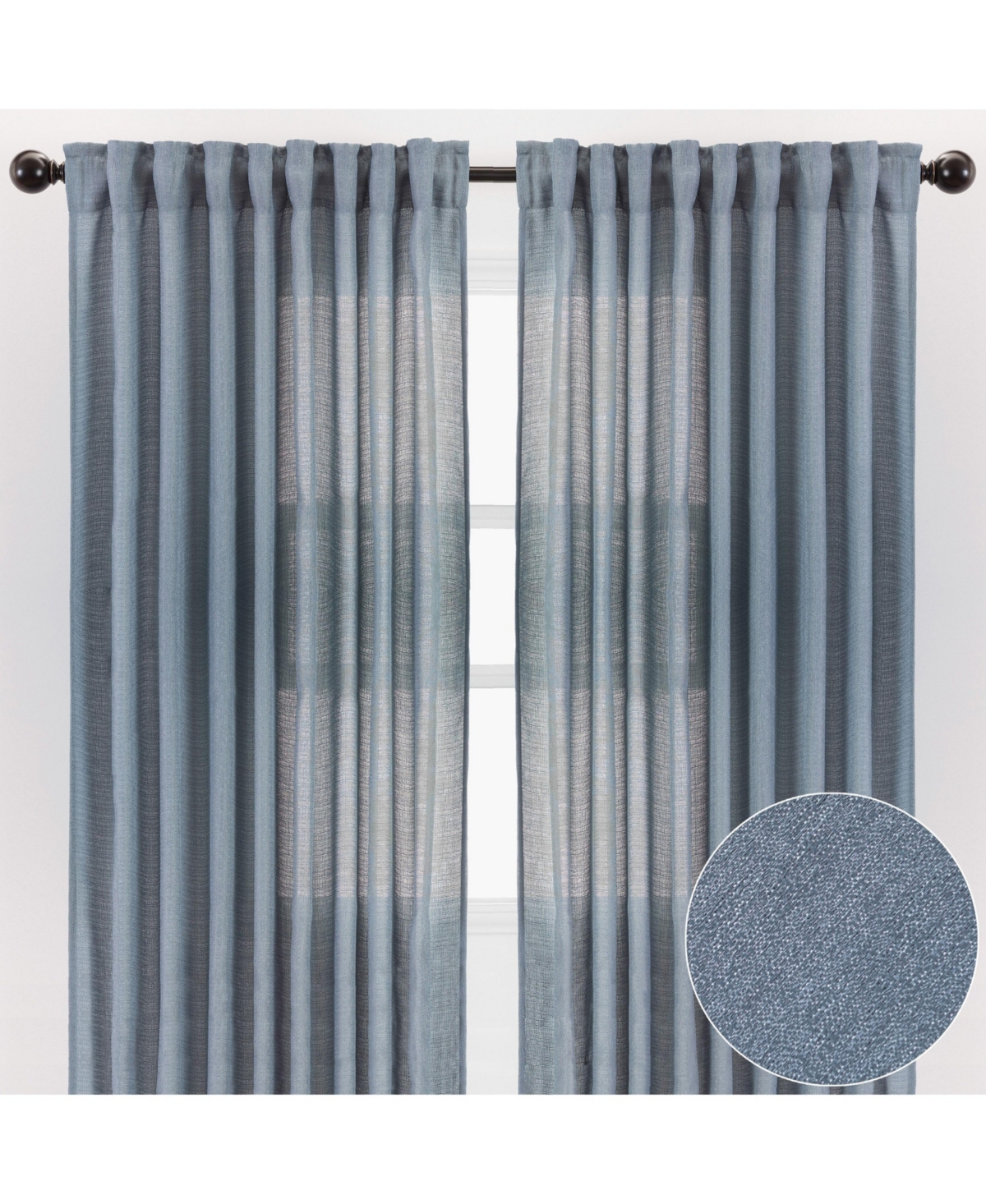 Premium 2-Panel Faux Belgian Flax Textured Semi Sheer Curtains - for Windows Living Room Bedroom Patio - Partial Sheer Drapes for Privacy & H