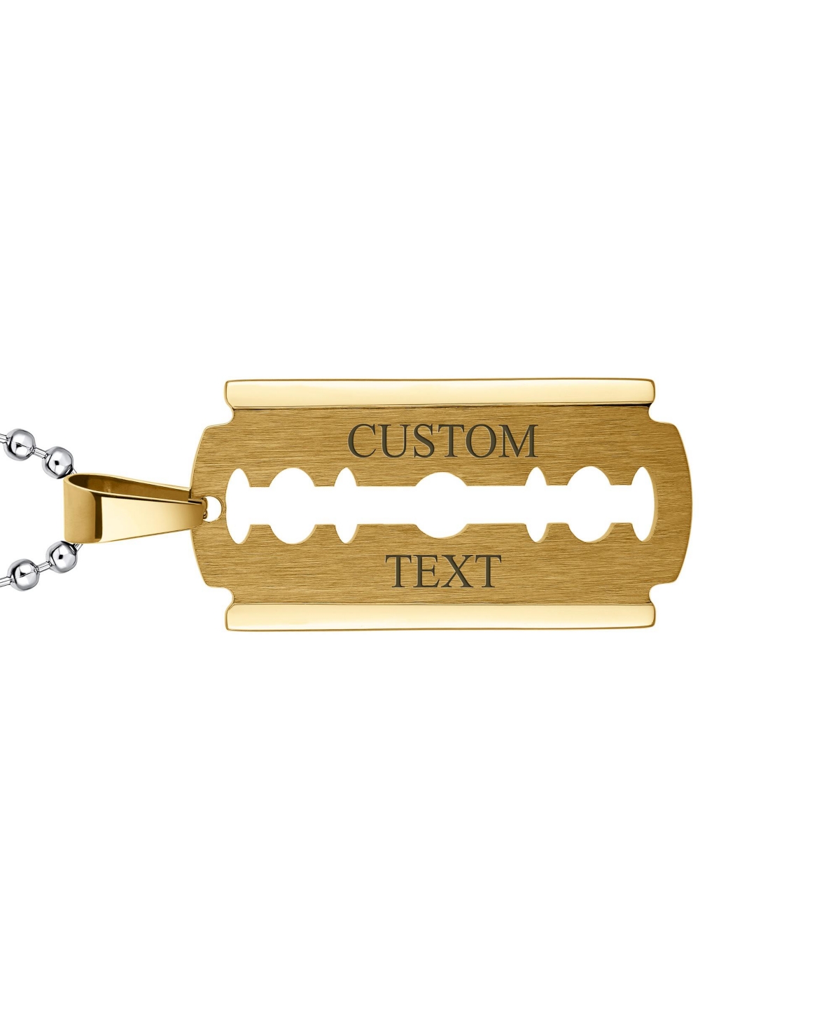 Bling Jewelry Hip Hop Biker Jewelry Goth Punk Rock Large Razor Blade Dog Tag Pendant Necklace For Men Black Silver Gold Tone Stainless Steel 20 Inch B