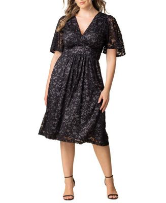 Plus Size Starry Sequin Lace Cocktail Dress