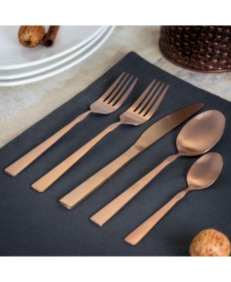 Cravat 20 Piece Flatware Utensil Set, Stainless Steel Silverware Metal Service for 4 in Matte Black