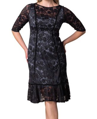 Plus Size Hampton Lace Cocktail Dress with Velvet Trim