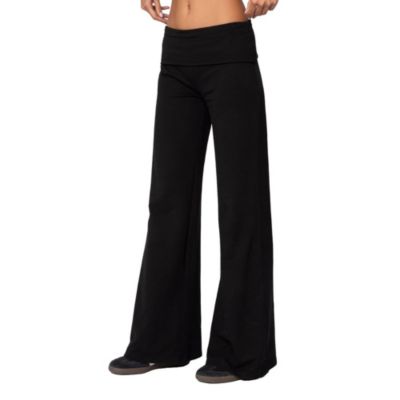 Womens Wide Leg Fold Over Pants