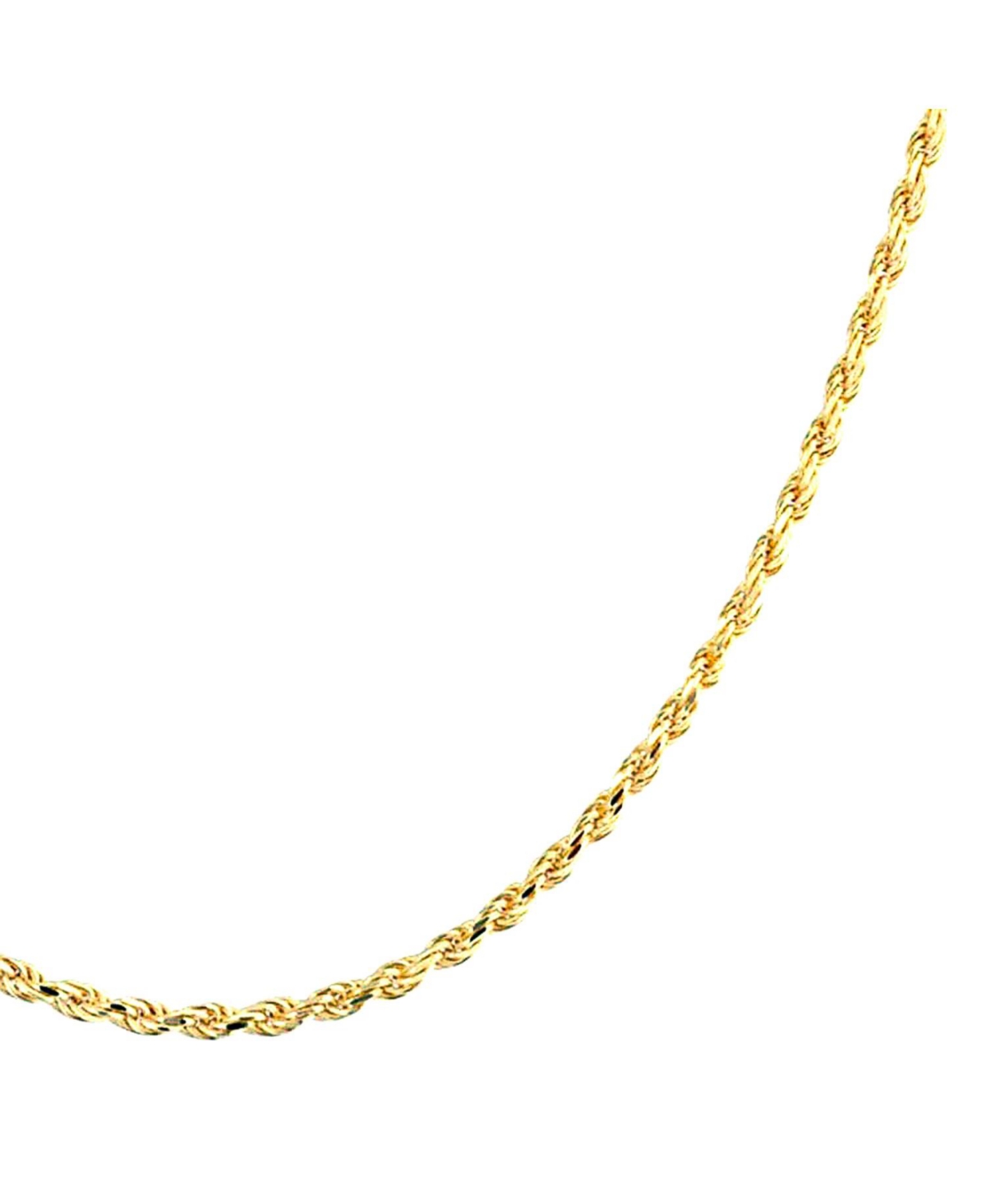 Bling Jewelry 2MM 040 Gauge Strong Gold Plated Sterling Silver Rope Link Chain Necklace 16 20 24 In