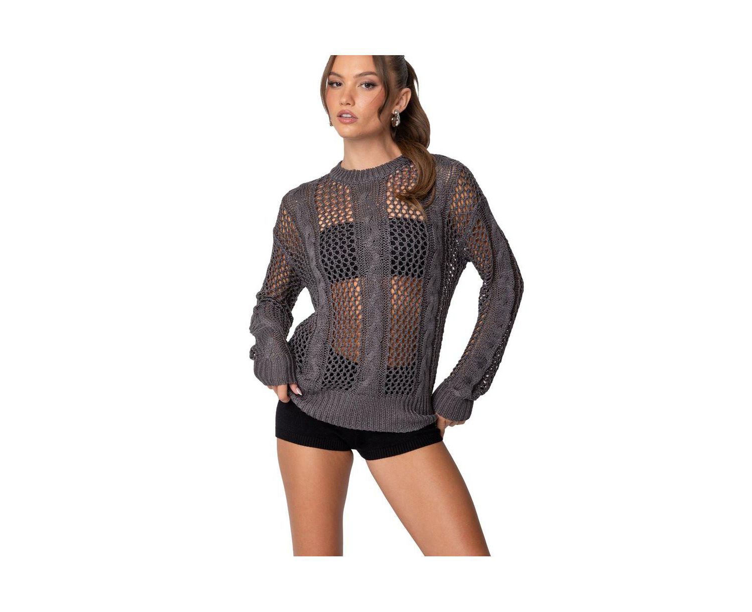 Women's Cable Open Knit Sweater