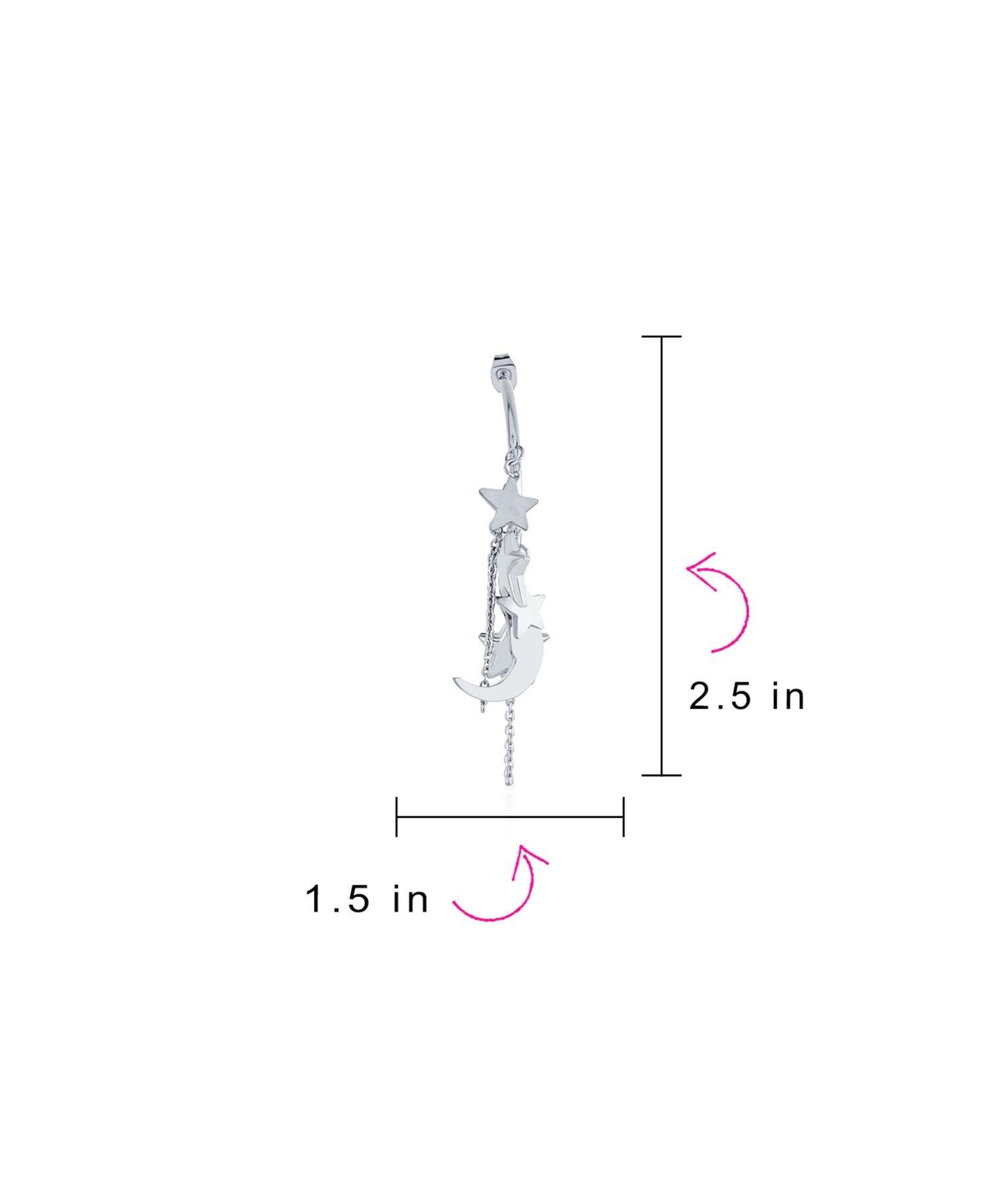 Bling Jewelry Trendy Moon Stars Dangling Charm Crescent Large Hoop Stud Earrings