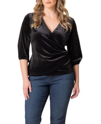 Plus Size Odette Velvet Faux Wrap Top