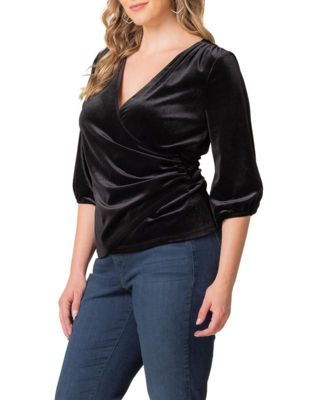 Plus Size Odette Velvet Faux Wrap Top